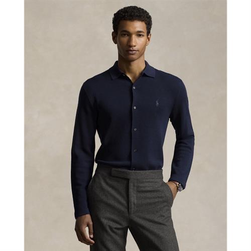 Se Polo Ralph Lauren 2/48 Merino WL Rwslsl-fuz Mand Blå Langærmede Poloer Str S Merino - hos Magasin ved Magasin