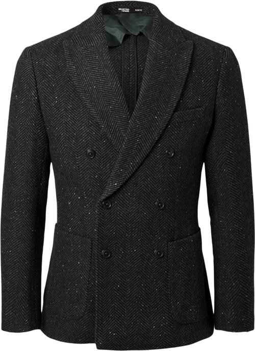 Selected Homme Slhslimmorris Herringbone Wool DB Mand Dark Green/herringbone Blazere Slim Fit Str 52 - hos Magasin