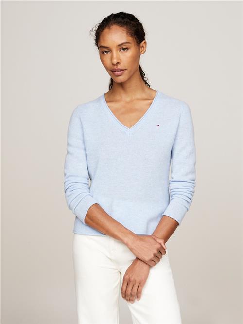 Tommy Hilfiger Soft Wool VNK LS Sweater Kvinde Vessel Blue Heather Langærmede Bluser Str S - hos Magasin