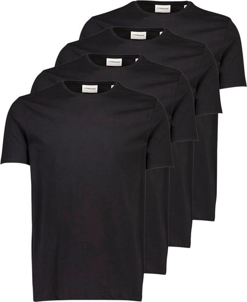 Lindbergh 4PK Basic tee S/S Mand Sort Kortærmede T-shirts Relaxed Fit Str L - hos Magasin