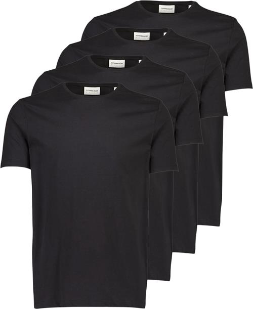 Lindbergh 4PK Basic tee S/S Mand Sort Kortærmede T-shirts Relaxed Fit Str M - hos Magasin