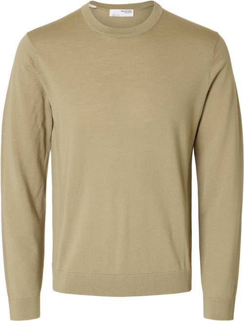 Selected Homme Slhtray LS Knit Merino Crew Neck NO Mand Kelp Sweaters Regular Fit Str S Merino - hos Magasin