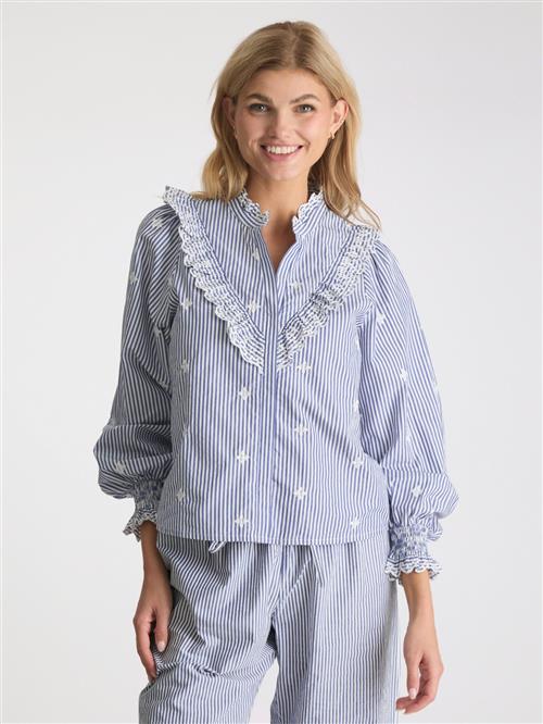 Se Neo Noir Degas Stripe Blouse Kvinde Blue Langærmede Bluser Str 42 - hos Magasin ved Magasin