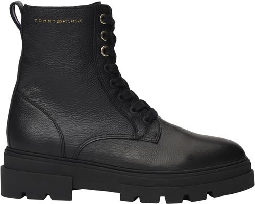 Tommy Hilfiger Bicolor Leather Laceup Kvinde Black Snørestøvler Str 38 - hos Magasin