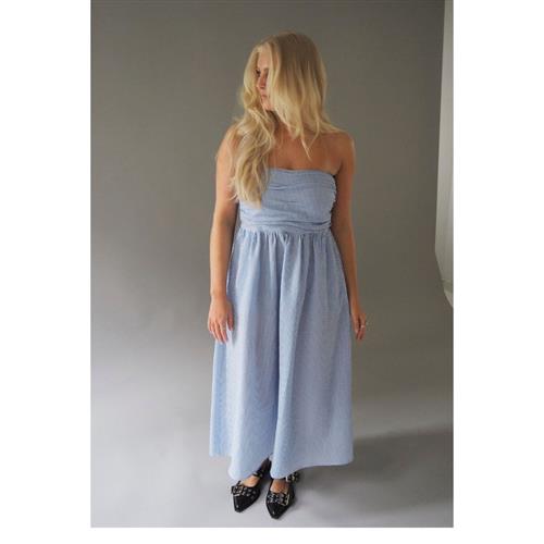 A-VIEW Cecilie Stripe Dress Kvinde Blue/white Maxi Kjoler Str 40 - hos Magasin