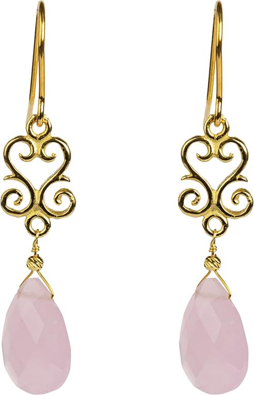 BeChristensen Mariela Rosa Quartz Earrings Gold 4cm - Ørehænger hos Magasin