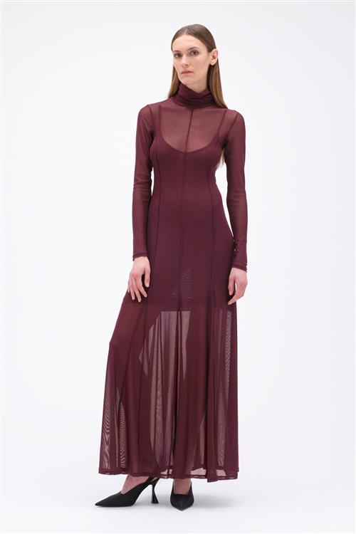 REMAIN Maxi Mesh Dress Kvinde Winetasting Maxi Kjoler Str 38 - hos Magasin