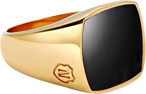 Nialaya Men's Gold Plated Signet Ring With Onyx 12 - Ringe hos Magasin