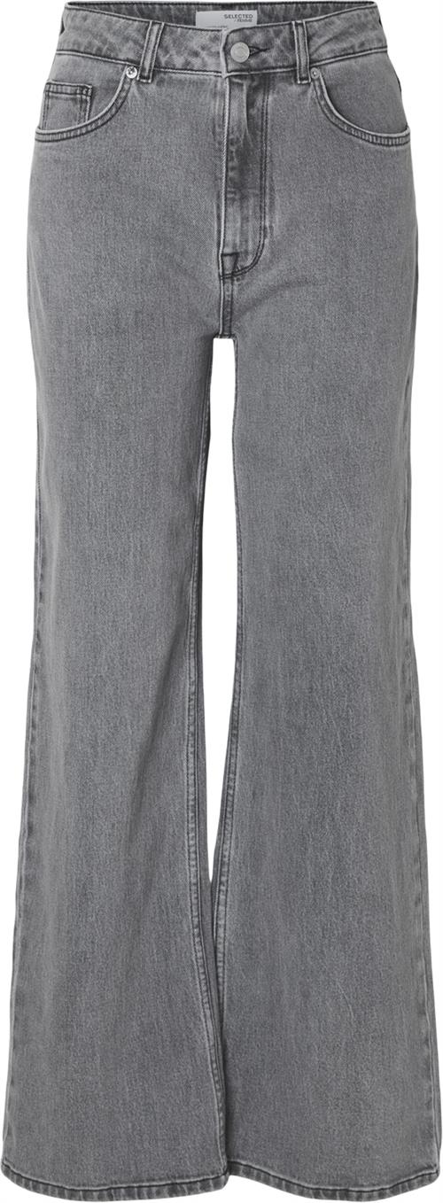 Selected Femme Slfalice HW WID Long Eloise GRE JEA Kvinde Light Grey Denim Wide Jeans Str "30/""32" - hos Magasin