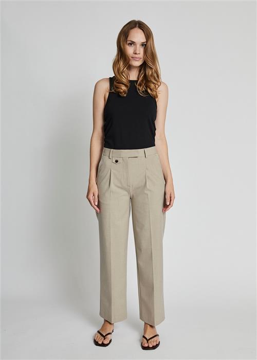 Bruun & Stengade BS Dagmar Pants Kvinde Sand Bukser Med Lige Ben Str 42 - Polyester hos Magasin