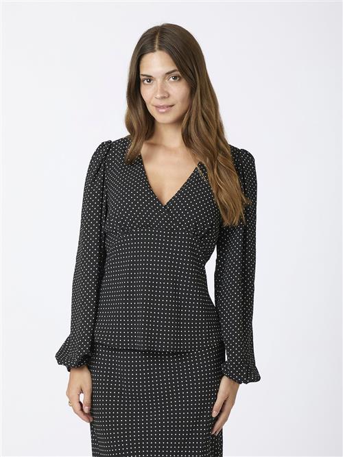 Neo Noir Jane Dot Blouse Kvinde Black Langærmede Bluser Str 42 - hos Magasin