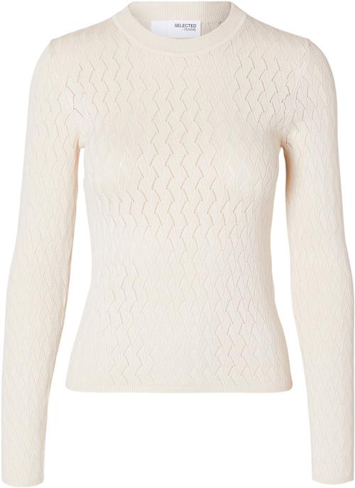 Se Selected Femme Slfcabala LS Knit Oneck Kvinde Birch Sweaters Tight Fit Str XS - hos Magasin ved Magasin