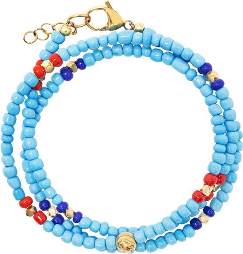 Nialaya The Mykonos Collection Vintage Turquoise, Red, and Blue Glass Bead L - Armbånd hos Magasin