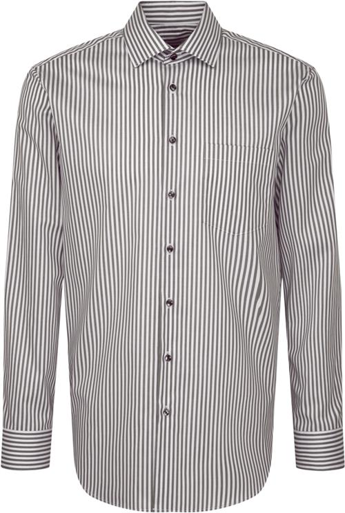 Seidensticker Business Shirt Regular Long Sleeve Kentcollar Stripes Mand Grey Langærmede Skjorter Str 44 - Bomuld hos Magasin