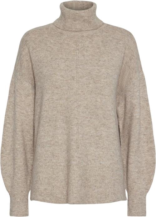 Pieces Pcmalou LS Rollneck Knit Noos BC Kvinde Taupe Gray/melange Rullekraver Str M - hos Magasin