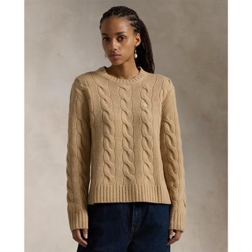 Polo Ralph Lauren Classic Fit Cable Woolcashmere Sweater Kvinde Camel Melange Sweaters Str S - hos Magasin