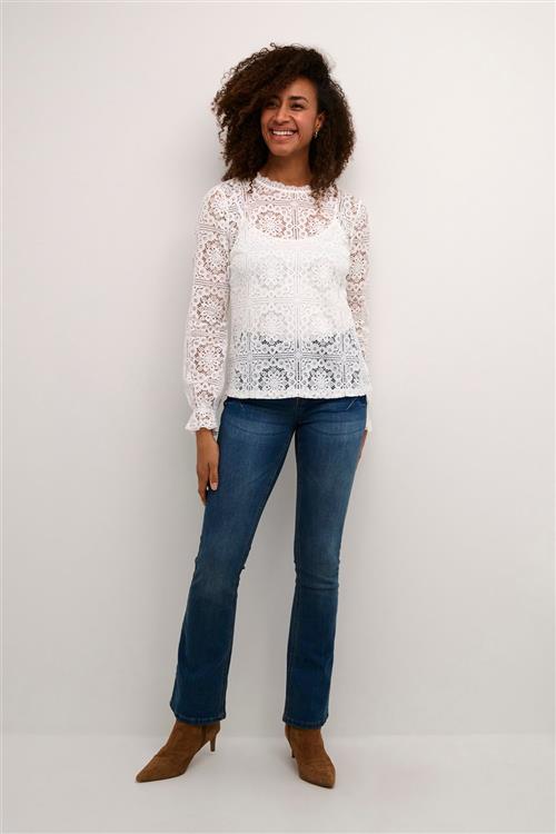 Se Cream Crtiley Lace Blouse Kvinde Snow White Langærmede Bluser Str 40 - hos Magasin ved Magasin