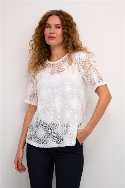 Culture Cuhenriette Olu SS Blouse Kvinde Spring Gardenia Kortærmede Bluser Str S - hos Magasin