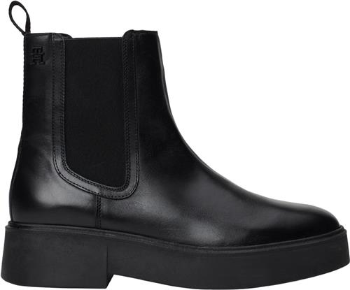 Tommy Hilfiger Minimal Leather Chelsea Logotape Kvinde Black Chelsea Boots Str 42 - hos Magasin