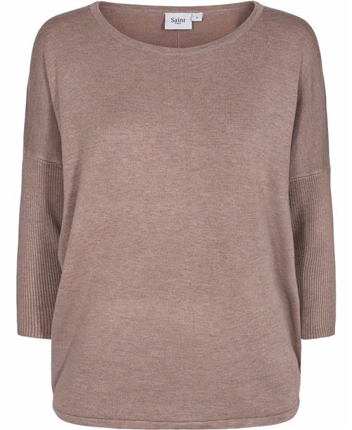 Saint Tropez A2561, Milasz Rneck Pullover Kvinde Atmos Melange Sweaters Casual Fit Str XS - hos Magasin