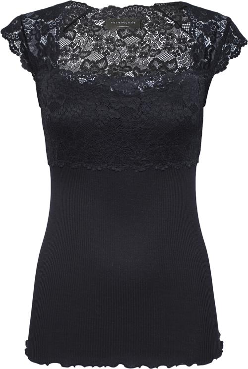 Se Rosemunde Silk top w/ Lace Kvinde Sort Toppe Str M - Silke hos Magasin ved Magasin