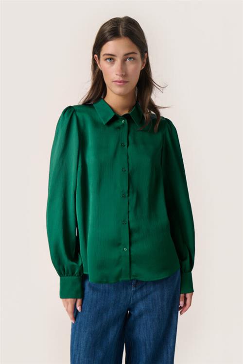 Soaked in Luxury Slparis Shirt LS Kvinde Rain Forest Langærmede Skjorter Classic Fit Str L - hos Magasin