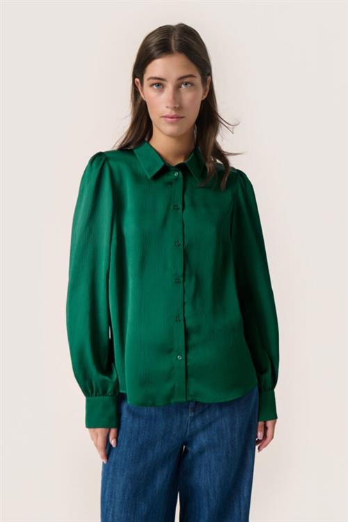 Soaked in Luxury Slparis Shirt LS Kvinde Rain Forest Langærmede Skjorter Classic Fit Str XL - hos Magasin