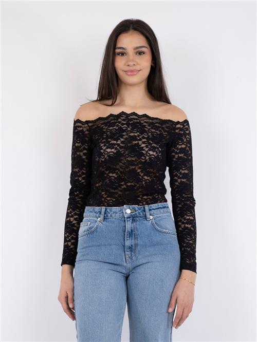 Se Neo Noir Casadi Lace Flower Blouse Kvinde Black Toppe Str 38 - hos Magasin ved Magasin