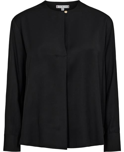 Tommy Hilfiger Fluid Viscose Vneck Rlxd Blouse Kvinde Black Langærmede Bluser Str 40 - hos Magasin