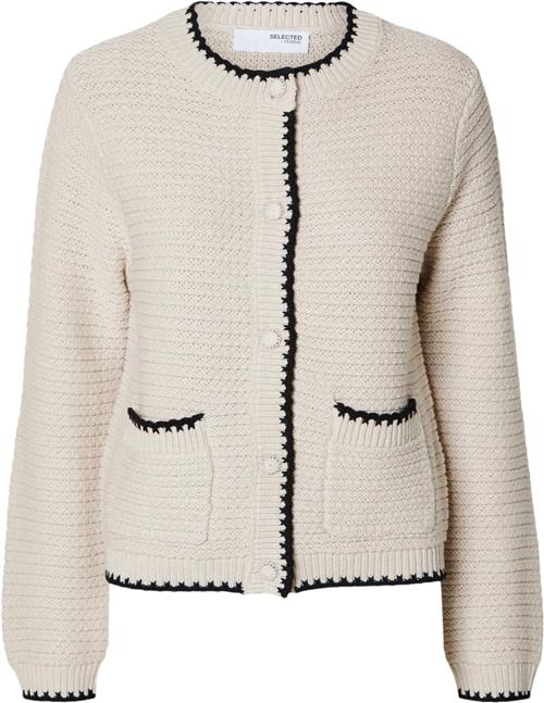 Selected Femme Slfjilli LS Knit Cardigan EX Kvinde Birch/black Cardigans Str L - hos Magasin