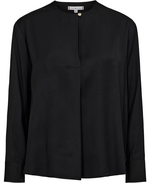 Tommy Hilfiger Fluid Viscose Vneck Rlxd Blouse Kvinde Black Langærmede Bluser Str 36 - hos Magasin