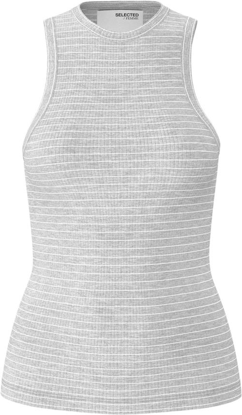 Selected Femme Slfanna Oneck Striped Tank TOP NOO Kvinde Grå Tanktoppe Str S - hos Magasin