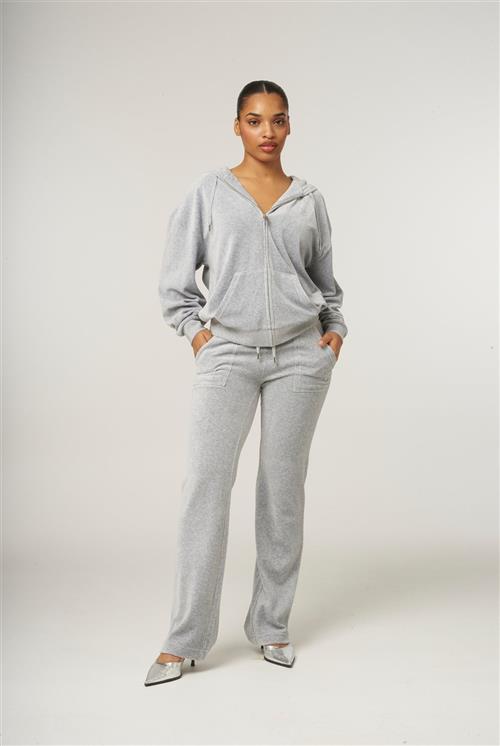 Se Juicy Couture Halan Oversized ZIP Thru Hoodie Kvinde Silver Marl Hættetrøjer Str XS - Velour hos Magasin ved Magasin