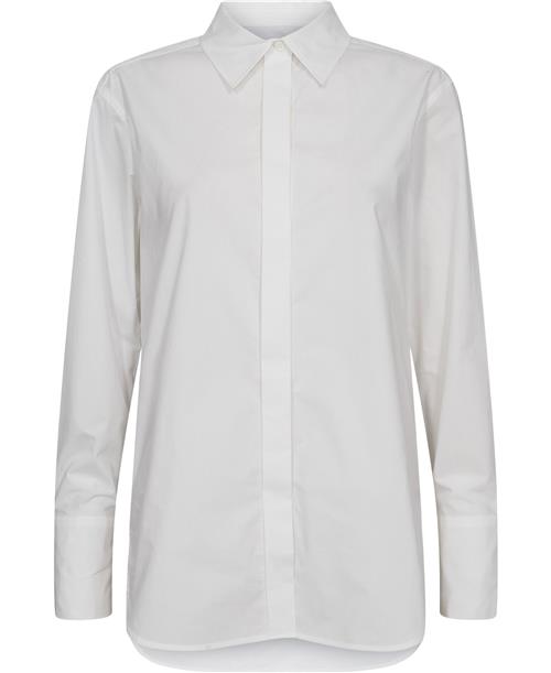 DAY Birger et Mikkelsen Christiane Solid Cotton RD Kvinde Bright White Langærmede Skjorter Str XS - hos Magasin