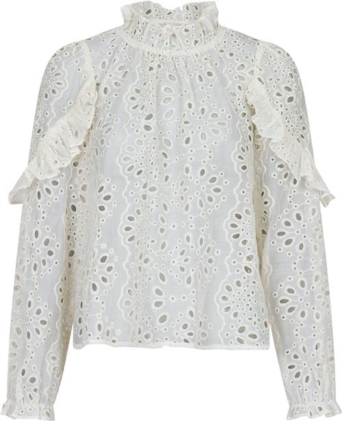 Neo Noir Nadira Embroidery Blouse Kvinde Ivory Langærmede Bluser Str 40 - hos Magasin