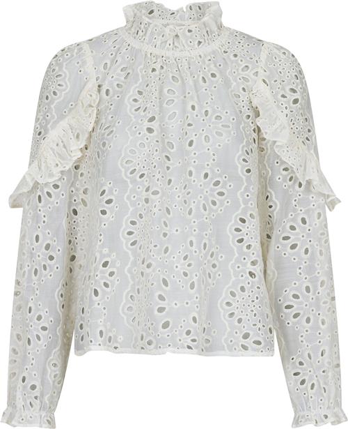 Neo Noir Nadira Embroidery Blouse Kvinde Ivory Langærmede Bluser Str 34 - hos Magasin