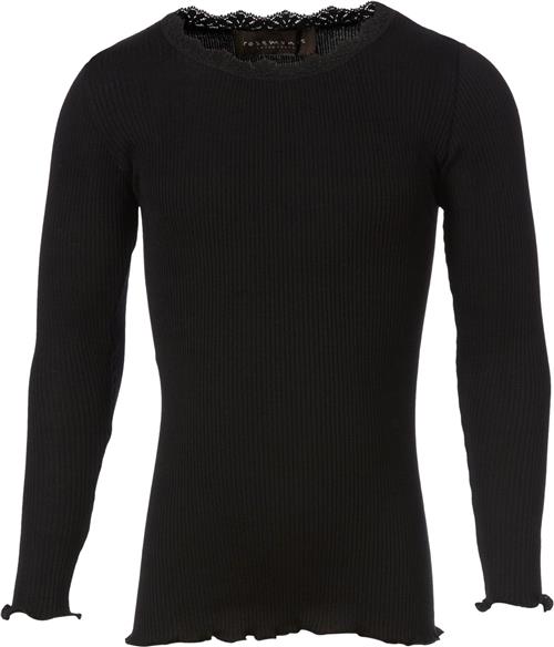 Se Rosemunde Silk Tshirt Regular ls w/ Lace Str 4 år - Sort Langærmede T-shirts Silke hos Magasin ved Magasin