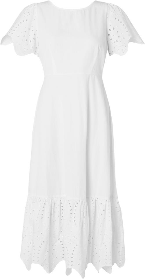 Se Selected Femme Slfkelli SS Ankle Broderi Dress B Kvinde Hvid Maxi Kjoler Regular Fit Str 42 - hos Magasin ved Magasin