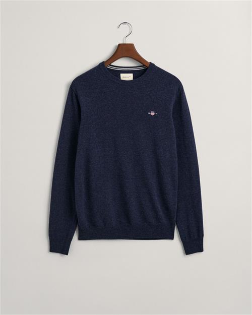 Gant Superfine Lambswool Cneck Mand Dark Navy Melange Sweaters Str S - hos Magasin