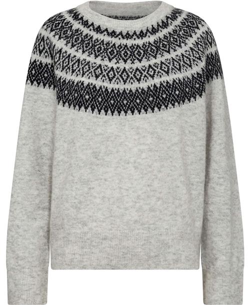 Magasin du Nord Collection Magasin Cindi 2 Strik Sweater Alpakablend Kvinde Light Grey Melange Sweaters Str XL Uld