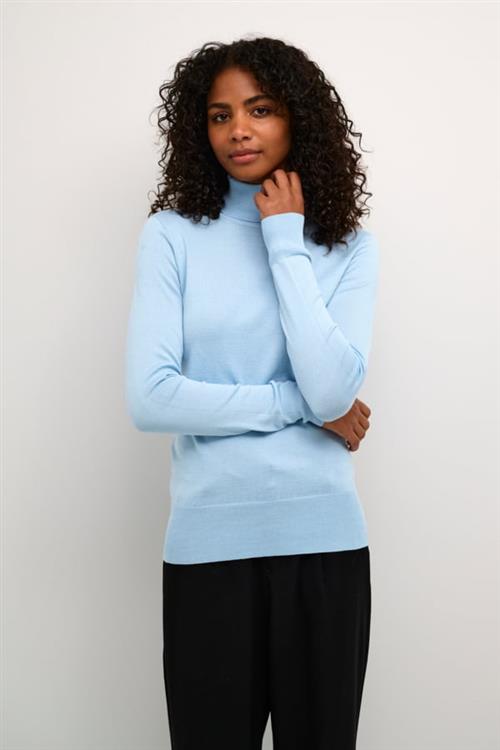 Kaffe Astrid Roll Neck Kvinde Celestial Blue Kortærmede T-shirts Regular Fit Str L - Nylon hos Magasin