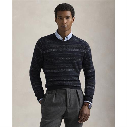 Se Polo Ralph Lauren 2/175 Wool Rws-lsl-plo Mand Navy Combo Sweaters Str L - hos Magasin ved Magasin