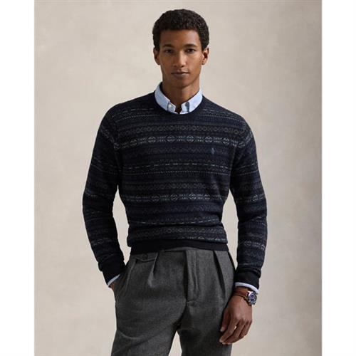 Se Polo Ralph Lauren 2/175 Wool Rws-lsl-plo Mand Navy Combo Sweaters Str XXL - hos Magasin ved Magasin