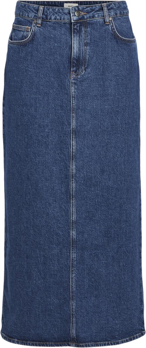 Object Objellen MW Long Denim Skirt Noos Kvinde Medium Blue Denim Maxi Nederdele Str M Denim - hos Magasin