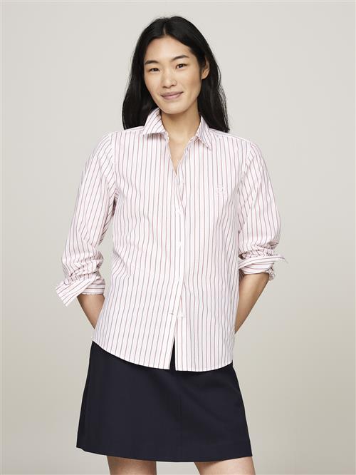 Tommy Hilfiger Stripe Regular Shirt Kvinde Classic Shirting Stp/ Pink Langærmede Bluser Str 36 - hos Magasin