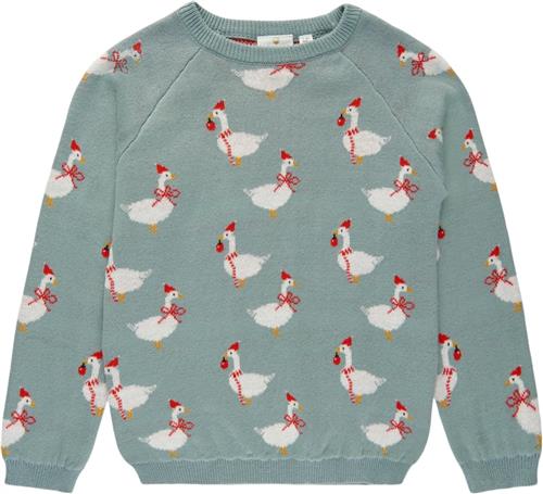 The New Tnholiday Jacquard Goose Pullover Str 110-116 cm/5-6 år Unisex - Abyss Strik Bomuld hos Magasin