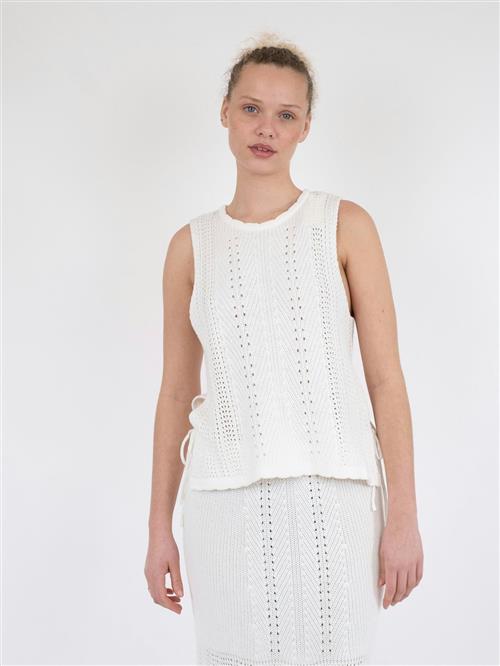 Neo Noir Aritza Crochet Knit Top Kvinde White Sweaters Str 42 - hos Magasin