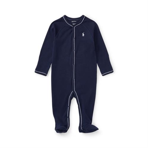 Polo Ralph Lauren Cotton Jersey Footed Coverall Str 6M / 6-9 mdr - Blå Nattøj Bomuld hos Magasin