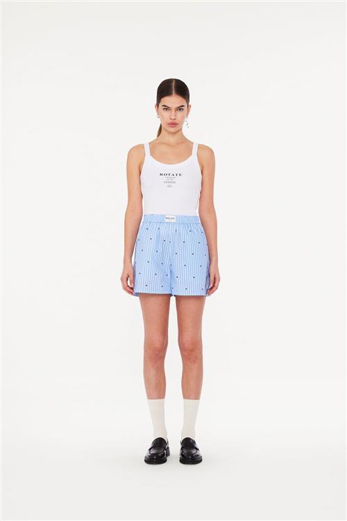 ROTATE Birger Christensen Elasticated Shorts Kvinde Blue Logo Stripe + Serenity Comb. Casual Shorts Str S - hos Magasin