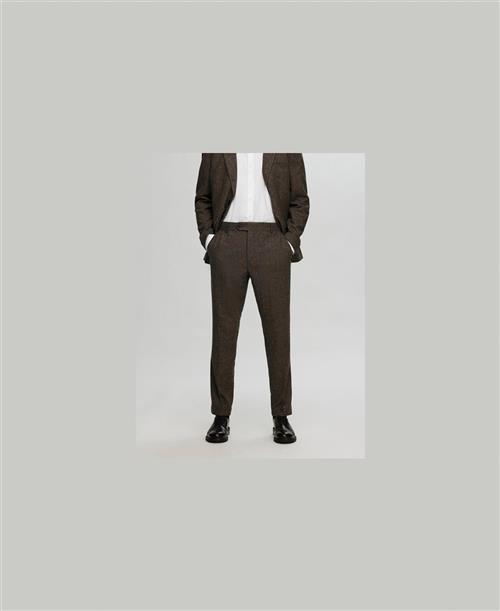 Se Selected Homme Slhslimreed Wool TRS Noos Mand Brownie/structure Habitbukser Slim Fit Str 46 - hos Magasin ved Magasin